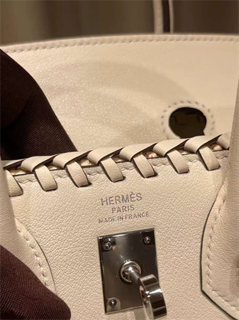 Bir.kin Picnic bag 25 Swift Leather Wicker Silver Tone Hardware White HS