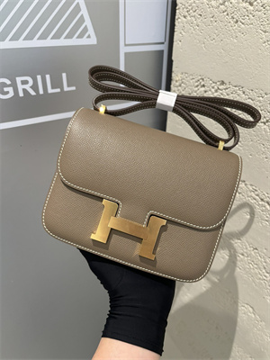 Constance Bag Epsom Leather 18CM Gold/Silver Tone Metal In Etoupe Color HS  (With mirror)