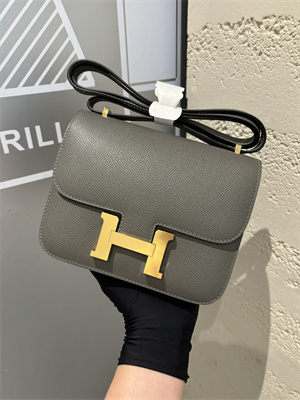 Constance Bag Epsom Leather 18CM Gold/Silver Tone Metal In Etain Color HS  (With mirror)