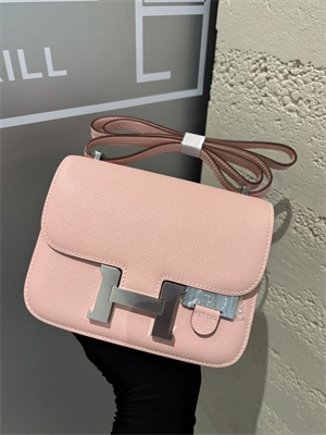 Constance Bag Epsom Leather 18CM Gold/Silver Tone Metal In Rose Sakura Color HS  (With mirror)