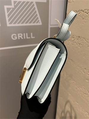 Constance Bag Epsom Leather 18CM Gold/Silver Tone Metal In Blue Pale Color HS  (With mirror)