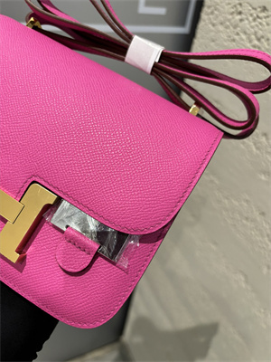 Constance Bag Epsom Leather 18CM Gold/Silver Tone Metal In Fuschia Color HS (With mirror)