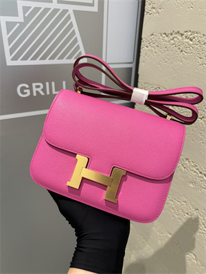 Constance Bag Epsom Leather 18CM Gold/Silver Tone Metal In Fuschia Color HS (With mirror)