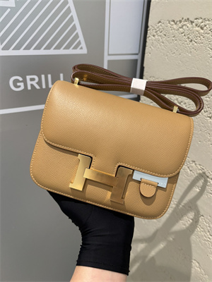 Constance Bag Epsom Leather 18CM Gold/Silver Tone Metal In Chai Color HS (With mirror)