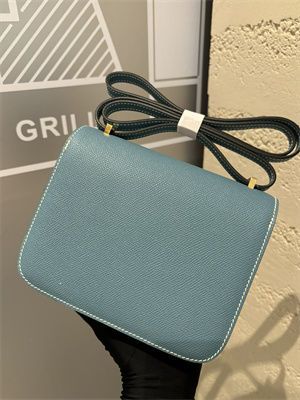 Constance Bag Epsom Leather 18CM Gold/Silver Tone Metal In Blue Jean Color HS(With mirror)