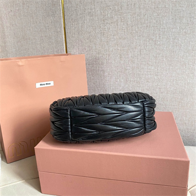 MiuMiu Wander matelassé nappa leather Small hobo bag Black Color