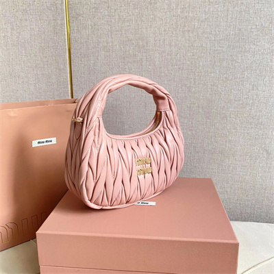 MiuMiu Wander matelassé nappa leather Small hobo bag Powder Pink Color
