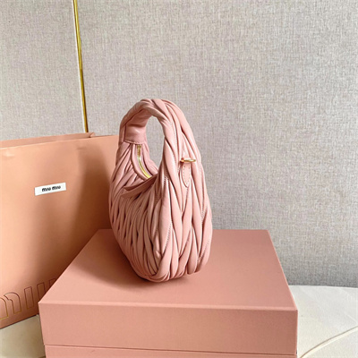 MiuMiu Wander matelassé nappa leather Small hobo bag Powder Pink Color
