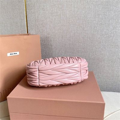 MiuMiu Wander matelassé nappa leather Small hobo bag Alabaster Pink Color