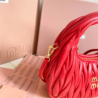 MiuMiu Wander matelassé nappa leather Small hobo bag Red Color