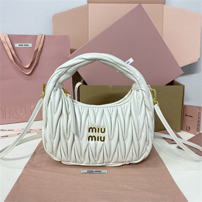 MiuMiu Wander matelassé nappa leather Small hobo bag White Color