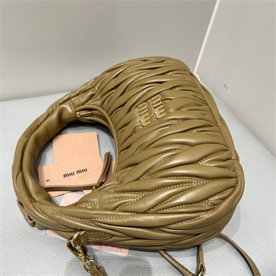 MiuMiu Wander matelassé nappa leather Small hobo bag Caramel Color