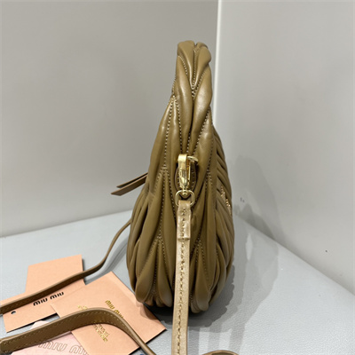 MiuMiu Wander matelassé nappa leather Small hobo bag Caramel Color