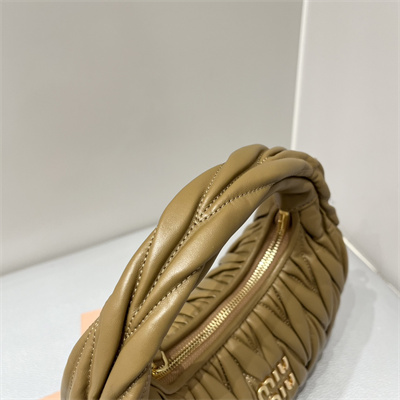 MiuMiu Wander matelassé nappa leather Small hobo bag Caramel Color