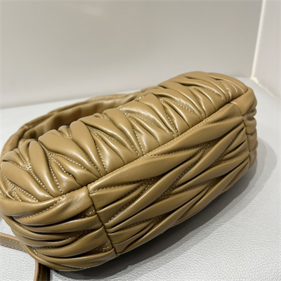 MiuMiu Wander matelassé nappa leather Small hobo bag Caramel Color