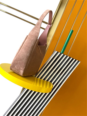 Y.S.L LE 5 A 7 Supple SMALL HOBO BAG In Barely Pink Suede Leather