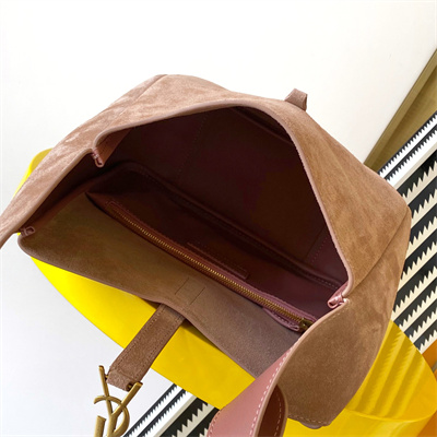 Y.S.L LE 5 A 7 Supple SMALL HOBO BAG In Barely Pink Suede Leather