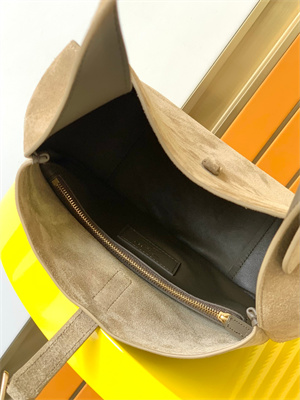 Y.S.L LE 5 A 7 Supple SMALL HOBO BAG In Barley Green Suede Leather