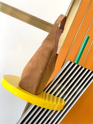 Y.S.L LE 5 A 7 Supple SMALL HOBO BAG In Brown Suede Leather