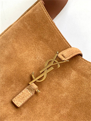 Y.S.L LE 5 A 7 Supple SMALL HOBO BAG In Brown Suede Leather