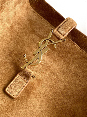 Y.S.L LE 5 A 7 Supple Large HOBO BAG In Brown Suede Leather