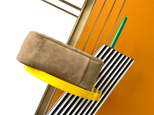 Y.S.L LE 5 A 7 Supple Large HOBO BAG In Barely Green Suede Leather