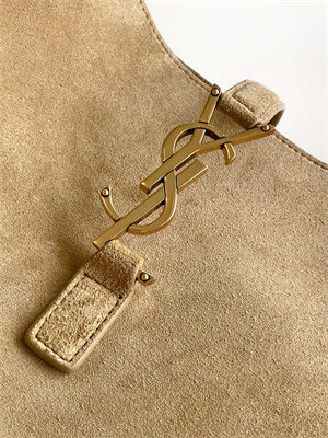 Y.S.L LE 5 A 7 Supple Large HOBO BAG In Barely Green Suede Leather