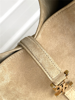 Y.S.L LE 5 A 7 Supple Large HOBO BAG In Barely Green Suede Leather