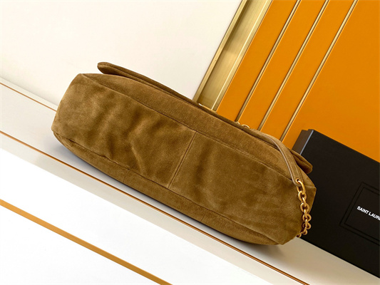 Y.S.L Large JAMIE 4.3 BAG IN SUEDE Dk Brown Color Gold Tone Metal