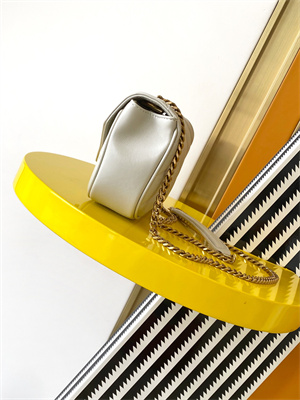 Y.S.L LOULOU Mini in MATELASSÉ lambskin Gold Tone Metal White