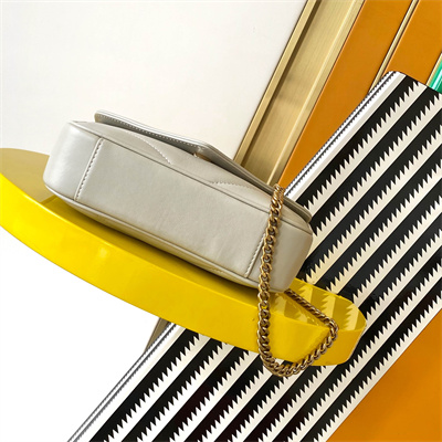 Y.S.L LOULOU Mini in MATELASSÉ lambskin Gold Tone Metal White