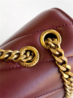 Y.S.L LOULOU Small in MATELASSÉ lambskin Gold Tone Metal Burgundy