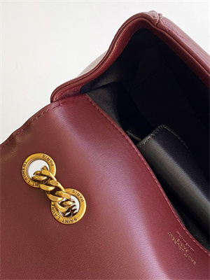 Y.S.L LOULOU Small in MATELASSÉ lambskin Gold Tone Metal Burgundy