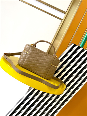 Y.S.L Vanity Case In Quilted Lambskin Brown