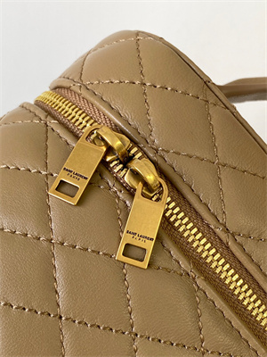 Y.S.L Vanity Case In Quilted Lambskin Brown