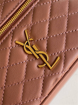 Y.S.L Vanity Case In Quilted Lambskin Dk Pink