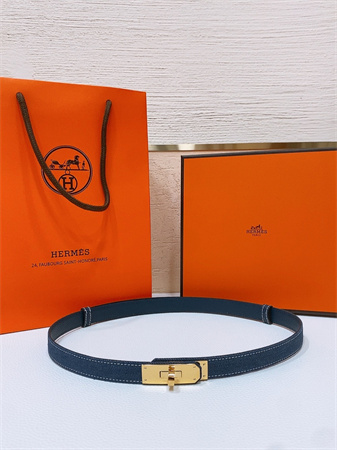 Hermes Kelly Jean Belt 18MM Epsom Leather Gold Tone Hardware Blue