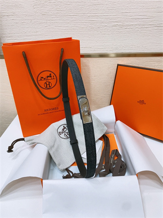 Hermes Kelly Jean Belt 18MM Epsom Leather Silver Tone Hardware Black