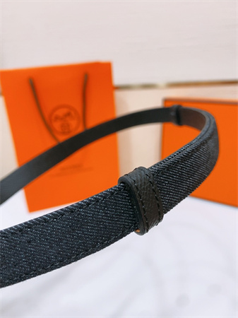 Hermes Kelly Jean Belt 18MM Epsom Leather Silver Tone Hardware Black