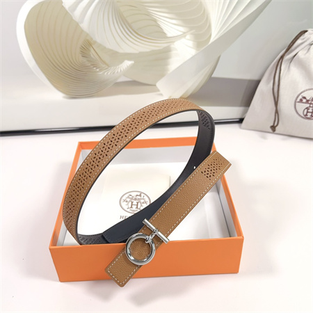 Hermes Reversible Belt 25MM Epsom Leather Silver Tone Hardware Brown/Black