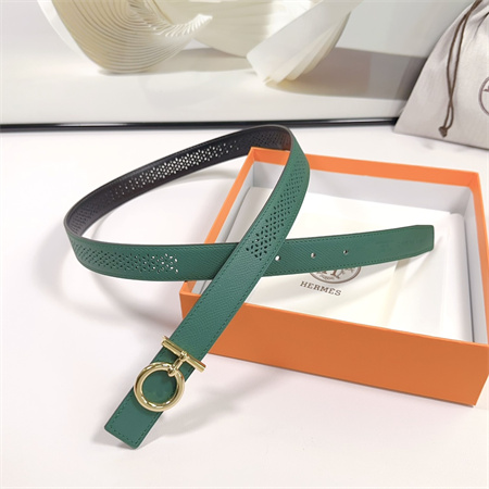 Hermes Reversible Belt 25MM Epsom Leather Gold Tone Hardware Green/Black