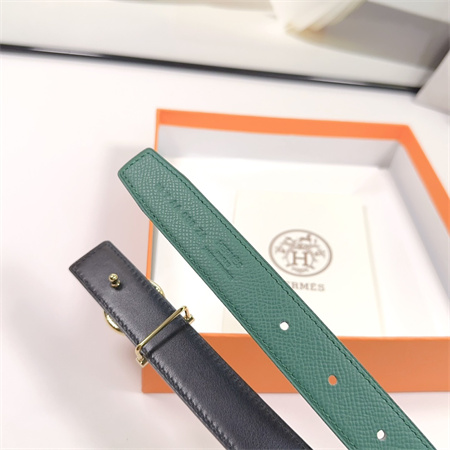 Hermes Reversible Belt 25MM Epsom Leather Gold Tone Hardware Green/Black
