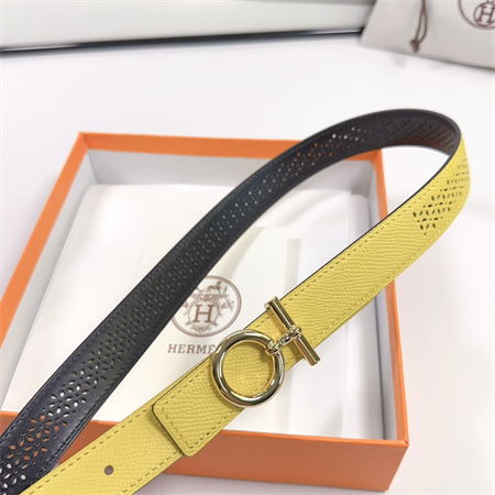 Hermes Reversible Belt 25MM Epsom Leather Gold Tone Hardware Yellow/Black
