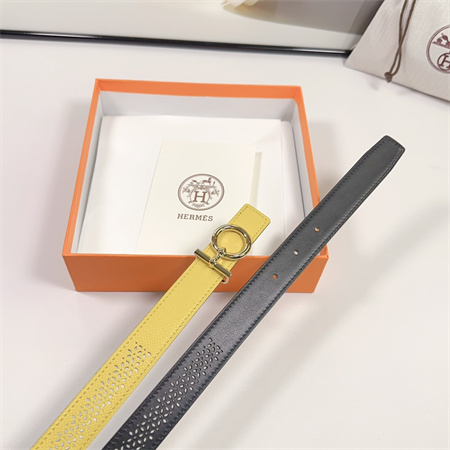 Hermes Reversible Belt 25MM Epsom Leather Gold Tone Hardware Yellow/Black