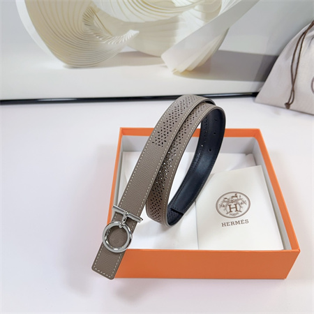 Hermes Reversible Belt 25MM Epsom Leather Silver Tone Hardware Etoupe/Black