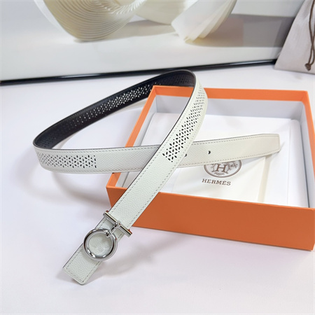Hermes Reversible Belt 25MM Epsom Leather Silver Tone Hardware White/Black