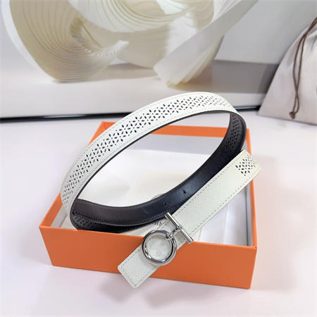 Hermes Reversible Belt 25MM Epsom Leather Silver Tone Hardware White/Black