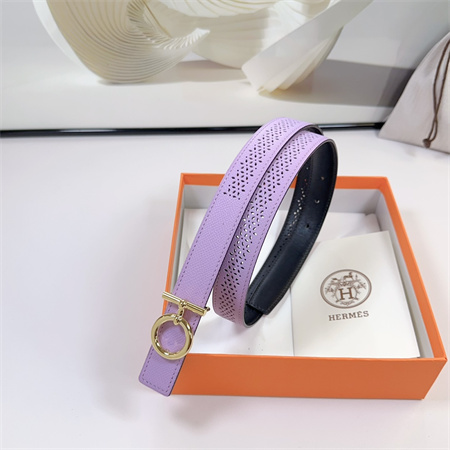 Hermes Reversible Belt 25MM Epsom Leather Gold Tone Hardware Lt Purple/Black