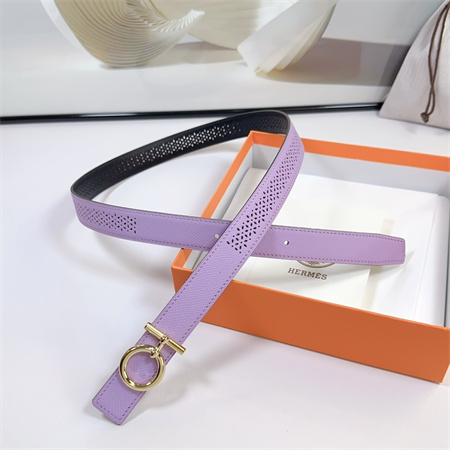Hermes Reversible Belt 25MM Epsom Leather Gold Tone Hardware Lt Purple/Black