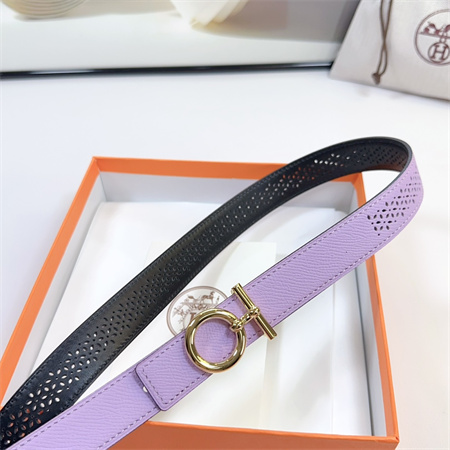 Hermes Reversible Belt 25MM Epsom Leather Gold Tone Hardware Lt Purple/Black